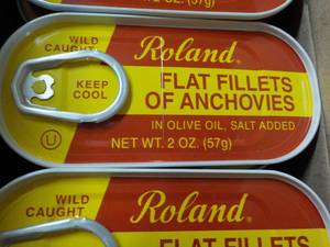 100 x 2 oz Cans Roland Flat Fillets of Anchovies- past best date