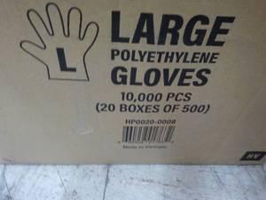case of 10,000 Polyethyene Gloves size Large