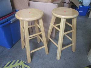lot 21 image: (BS) 2 Wood Stools - 24 High...