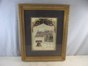lot 108 image: (D-1) In Congress July 4, 1776 The Imanimous Declaration of the Thirteen United States of America Framed Wall Decor - 23 34 x 19 34