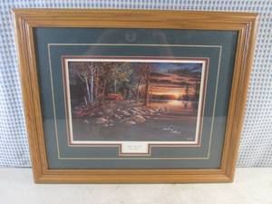 lot 111 image: (D-1) Framed Jim Hansel Wake Up Call Print - 20 58 x 16 58