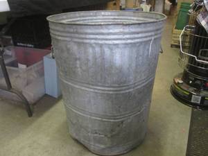 lot 118 image: (RMWS) Vintage Galvanized Trash Can 26 H x 21 W