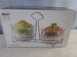 lot 141 image: (CSB) Parini Ice Series Twin Dip Bowls with Ice Chiller - New