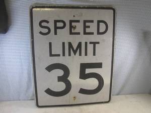 lot 182 image: (BR1) Retired Speed Limit 35 Road Sign - 30 x 24