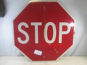lot 184 image: (BR1) Retired Stop Sign - 30 x 30...