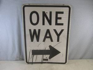 lot 185 image: (BR1) Retired One Way Road Sign - 24 x 18