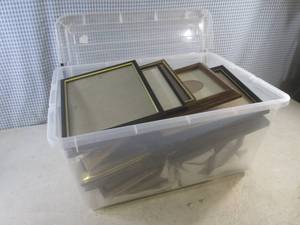 lot 317 image: (F-3) Tote with Lid Full of Picture Frames and Other Misc