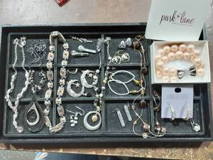 Jewelry Contents Of Tray-Earrings, Necklaces Some Marked .925