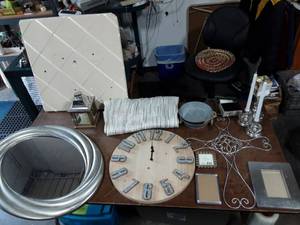Box Lot Of Home Decor (Silver Theme) Mirror, Throw Blanket, Frames