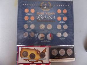 2-Sets Of SBA Dollar Sets & Set Of One Year Rarities. (Missing Is 2-JFK Half Dollars)