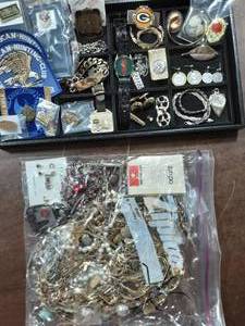 Large Bag Of Assorted Jewelry & Contents On TheTray