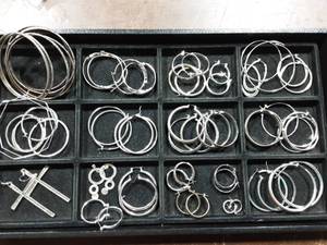 Lot Of Assorted Silver Tone Hoops & Bangles