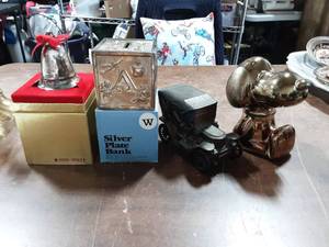 Kirk Steiff Musical Bell & 3-Coin Banks