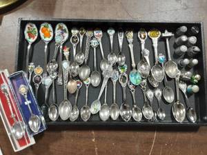 Collection Of Souvenir Spoons & Thimbles
