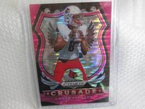 lot 133 image: 2020 Prizm Lamar Jackson Pink Prizm...