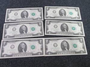 lot 260 image: 6- Nonsequential. Uncirculated $2 B...