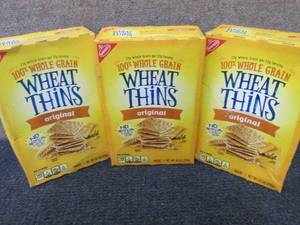 lot 418 image: 3- 8.5 oz Wheat Thins...