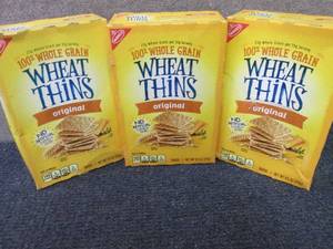 lot 419 image: 3- 8.5 oz Wheat Thins...