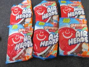 lot 455 image: 6- 6 oz Air Heads Gummies...