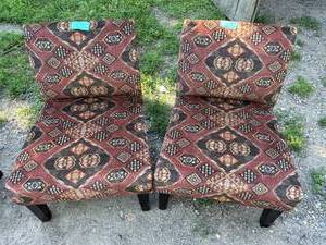 2 Dark Maroon and Brown Accent Chairs (Unused)