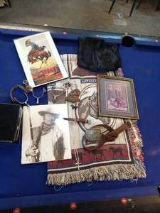 Spurs, Belt Buckle, Western Blanket and Pictures