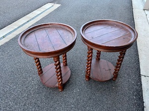 2 Round Chestnut End Tables