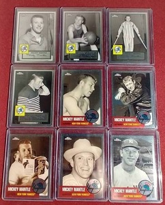 lot 12 image: (9) 2007 Topps Chrome Mickey Mantle Story Cards