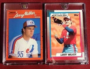 lot 20 image: (2) 1990 Larry Walker Rookie Cards