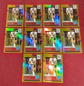lot 46 image: (10) 2022 Donruss Tylet Allgeier Gold Press Proof Rated Rookie Cards