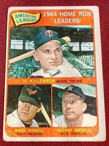 lot 51 image: 1965 Topps HR Leaders Card - KillebrewMantle