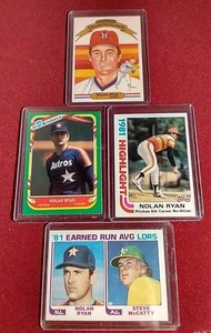 lot 67 image: (4) 1980s Nolan Ryan Cards