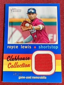 lot 98 image: 2020 Topps Heritage Royce Lewis Game-Used Jersey Card - #d99