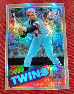 lot 100 image: Topps Archives Refractor Reprint Kirby Puckett Rookie Card