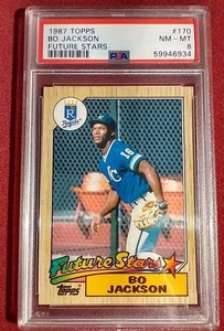lot 102 image: 1987 Topps Bo Jackson Rookie Card - PSA 8