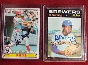 lot 105 image: (2) Autographed Vintage Baseball Cards