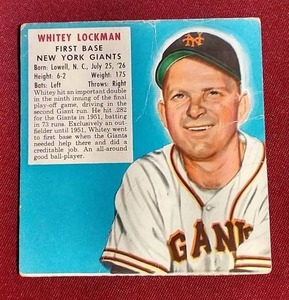 lot 108 image: 1952 Red Man Whitey Lockman Card