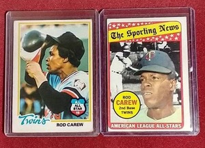 lot 119 image: (2) Vintage Rod Carew Cards