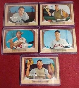 lot 133 image: (5) 1955 Bowman Baseball Cards