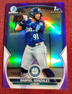 lot 140 image: 2023 Bowman Chrome Gabriel Gonzalez 1st Bowman Purple Refractor - #d250