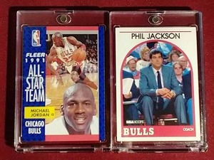 lot 151 image: Michael Jordan & Phil Jackson Cards