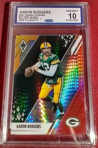 lot 155 image: 2021 Phoenix Fire Burst Aaron Rodgers Card - CCG 10