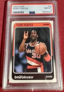 lot 170 image: 1988 Fleer Terry Porter Card - PSA 8