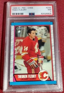 lot 177 image: 1989 O-Pee-Chee Theo Fleury Rookie Card - PSA 7