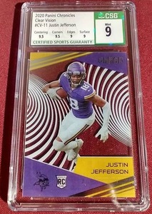 lot 183 image: 2020 Chronicles Clear Vision Justin Jefferson Rookie Card - CSG 9