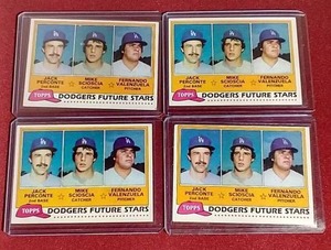 lot 202 image: (4) 1981 Topps Fernando ValenzuelaMike Scioscia Rookie Cards
