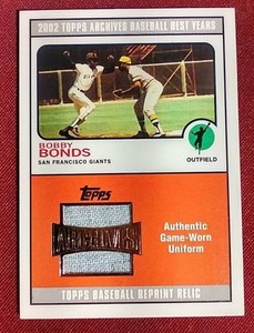 lot 203 image: 2002 Topps Archives Bobby Bonds Game-Used Jersey Card