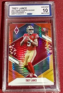 lot 204 image: 2021 Phoenix Fire Burst Trey Lance Rookie Card - CCG 10