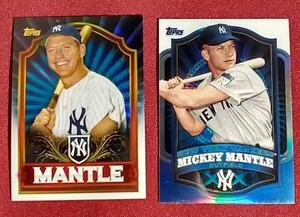 lot 205 image: (2) Topps Mickey Mantle Refractor Cards