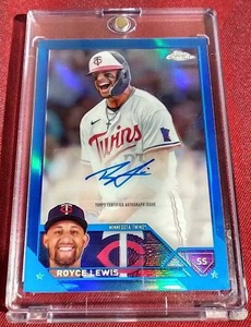 lot 212 image: 2023 Topps Chrome Blue Royce Lewis Autograph Card - #d150