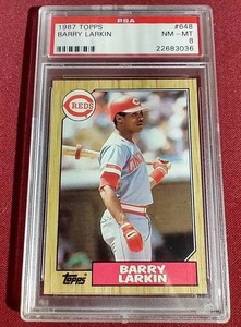 lot 216 image: 1987 Topps Barry Larkin Rookie Card - PSA 8